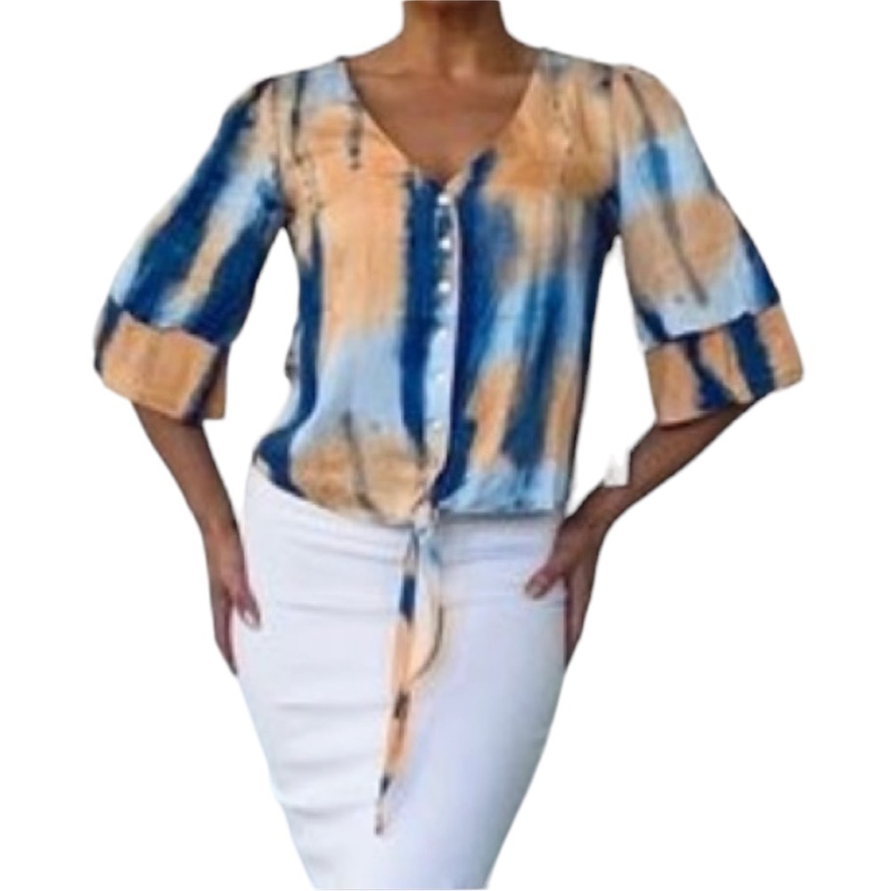 Given Kale Tie Dye Blouse NWT